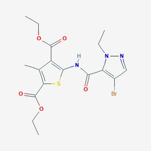 molecular formula C17H20BrN3O5S B453400 diethyl 5-{[(4-bromo-1-ethyl-1H-pyrazol-5-yl)carbonyl]amino}-3-methyl-2,4-thiophenedicarboxylate 