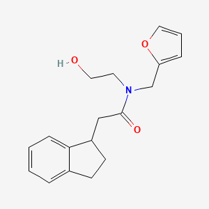 molecular formula C18H21NO3 B4534015 2-(2,3-二氢-1H-茚-1-基)-N-(2-呋喃甲基)-N-(2-羟乙基)乙酰胺 