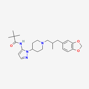 molecular formula C24H34N4O3 B4534026 N-(1-{1-[3-(1,3-benzodioxol-5-yl)-2-methylpropyl]-4-piperidinyl}-1H-pyrazol-5-yl)-2,2-dimethylpropanamide 