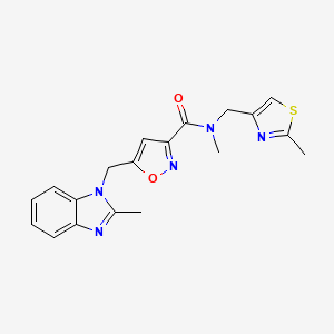 molecular formula C19H19N5O2S B4534103 N-methyl-5-[(2-methyl-1H-benzimidazol-1-yl)methyl]-N-[(2-methyl-1,3-thiazol-4-yl)methyl]-3-isoxazolecarboxamide 
