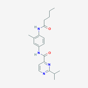molecular formula C20H26N4O2 B4534131 2-isopropyl-N-[3-methyl-4-(pentanoylamino)phenyl]pyrimidine-4-carboxamide 