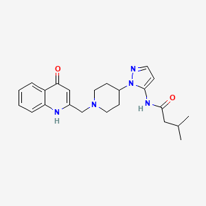 molecular formula C23H29N5O2 B4534164 N-(1-{1-[(4-hydroxy-2-quinolinyl)methyl]-4-piperidinyl}-1H-pyrazol-5-yl)-3-methylbutanamide 