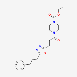 molecular formula C21H28N4O4 B4534172 4-{3-[5-(3-苯基丙基)-1,3,4-恶二唑-2-基]丙酰基}-1-哌嗪羧酸乙酯 