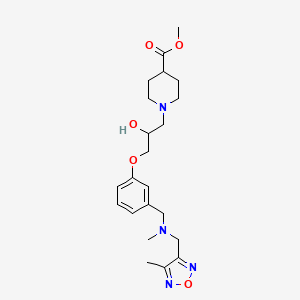 molecular formula C22H32N4O5 B4534186 methyl 1-{2-hydroxy-3-[3-({methyl[(4-methyl-1,2,5-oxadiazol-3-yl)methyl]amino}methyl)phenoxy]propyl}-4-piperidinecarboxylate 