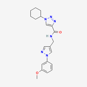 molecular formula C20H24N6O2 B4534217 1-cyclohexyl-N-{[1-(3-methoxyphenyl)-1H-pyrazol-4-yl]methyl}-1H-1,2,3-triazole-4-carboxamide 
