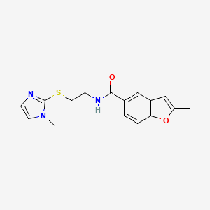 molecular formula C16H17N3O2S B4534244 2-methyl-N-{2-[(1-methyl-1H-imidazol-2-yl)thio]ethyl}-1-benzofuran-5-carboxamide 