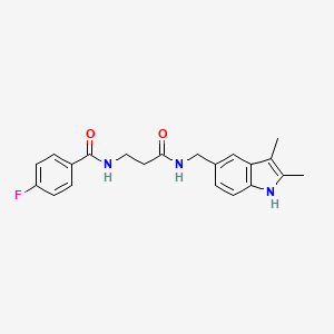 molecular formula C21H22FN3O2 B4534267 N-(3-{[(2,3-dimethyl-1H-indol-5-yl)methyl]amino}-3-oxopropyl)-4-fluorobenzamide 
