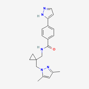 molecular formula C20H23N5O B4534295 N-({1-[(3,5-dimethyl-1H-pyrazol-1-yl)methyl]cyclopropyl}methyl)-4-(1H-pyrazol-5-yl)benzamide 