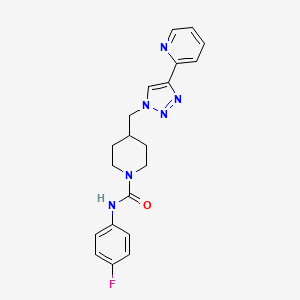 molecular formula C20H21FN6O B4534317 N-(4-fluorophenyl)-4-{[4-(2-pyridinyl)-1H-1,2,3-triazol-1-yl]methyl}-1-piperidinecarboxamide 