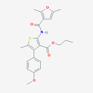 molecular formula C23H25NO5S B453441 Propyl 2-[(2,5-dimethyl-3-furoyl)amino]-4-(4-methoxyphenyl)-5-methyl-3-thiophenecarboxylate 