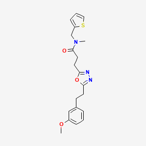 molecular formula C20H23N3O3S B4534413 3-{5-[2-(3-methoxyphenyl)ethyl]-1,3,4-oxadiazol-2-yl}-N-methyl-N-(2-thienylmethyl)propanamide 