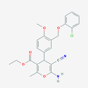 molecular formula C24H23ClN2O5 B453442 ethyl 6-amino-4-{3-[(2-chlorophenoxy)methyl]-4-methoxyphenyl}-5-cyano-2-methyl-4H-pyran-3-carboxylate 