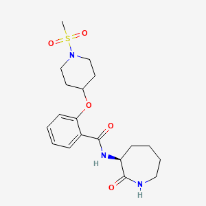 molecular formula C19H27N3O5S B4534426 2-{[1-(methylsulfonyl)-4-piperidinyl]oxy}-N-[(3S)-2-oxo-3-azepanyl]benzamide 
