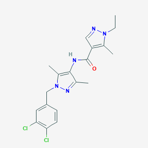 molecular formula C19H21Cl2N5O B453443 N-[1-(3,4-dichlorobenzyl)-3,5-dimethyl-1H-pyrazol-4-yl]-1-ethyl-5-methyl-1H-pyrazole-4-carboxamide 