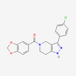 molecular formula C20H16ClN3O3 B4534439 5-(1,3-benzodioxol-5-ylcarbonyl)-3-(4-chlorophenyl)-4,5,6,7-tetrahydro-1H-pyrazolo[4,3-c]pyridine 
