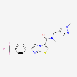 molecular formula C19H16F3N5OS B4534440 N-methyl-N-[(1-methyl-1H-pyrazol-4-yl)methyl]-6-[4-(trifluoromethyl)phenyl]imidazo[2,1-b][1,3]thiazole-3-carboxamide 