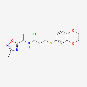 molecular formula C16H19N3O4S B4534478 3-(2,3-dihydro-1,4-benzodioxin-6-ylthio)-N-[1-(3-methyl-1,2,4-oxadiazol-5-yl)ethyl]propanamide 