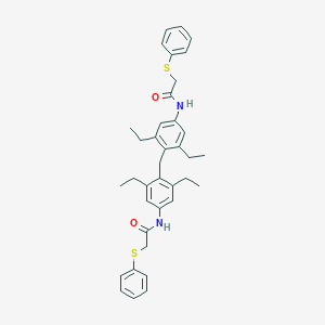 molecular formula C37H42N2O2S2 B453450 N-[4-(2,6-diethyl-4-{[(phenylsulfanyl)acetyl]amino}benzyl)-3,5-diethylphenyl]-2-(phenylsulfanyl)acetamide 