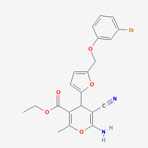 molecular formula C21H19BrN2O5 B453451 ethyl 6-amino-4-{5-[(3-bromophenoxy)methyl]-2-furyl}-5-cyano-2-methyl-4H-pyran-3-carboxylate 