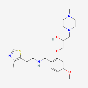 molecular formula C22H34N4O3S B4534511 1-[5-methoxy-2-({[2-(4-methyl-1,3-thiazol-5-yl)ethyl]amino}methyl)phenoxy]-3-(4-methyl-1-piperazinyl)-2-propanol 