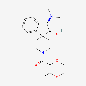 molecular formula C21H28N2O4 B4534519 (2R*,3R*)-3-(dimethylamino)-1'-[(3-methyl-5,6-dihydro-1,4-dioxin-2-yl)carbonyl]-2,3-dihydrospiro[indene-1,4'-piperidin]-2-ol 