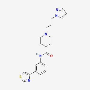 molecular formula C21H25N5OS B4534534 1-[3-(1H-pyrazol-1-yl)propyl]-N-[3-(1,3-thiazol-4-yl)phenyl]-4-piperidinecarboxamide 