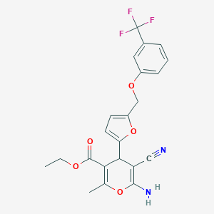 ethyl 6-amino-5-cyano-2-methyl-4-(5-{[3-(trifluoromethyl)phenoxy]methyl}-2-furyl)-4H-pyran-3-carboxylate