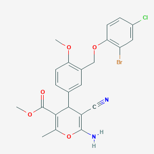 methyl 6-amino-4-{3-[(2-bromo-4-chlorophenoxy)methyl]-4-methoxyphenyl}-5-cyano-2-methyl-4H-pyran-3-carboxylate