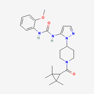 molecular formula C24H33N5O3 B4534573 N-(2-methoxyphenyl)-N'-(1-{1-[(2,2,3,3-tetramethylcyclopropyl)carbonyl]-4-piperidinyl}-1H-pyrazol-5-yl)urea 