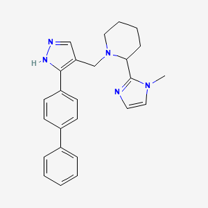 molecular formula C25H27N5 B4534597 1-{[3-(4-biphenylyl)-1H-pyrazol-4-yl]methyl}-2-(1-methyl-1H-imidazol-2-yl)piperidine 
