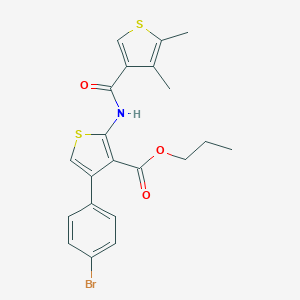 molecular formula C21H20BrNO3S2 B453460 Propyl 4-(4-bromophenyl)-2-{[(4,5-dimethyl-3-thienyl)carbonyl]amino}-3-thiophenecarboxylate 