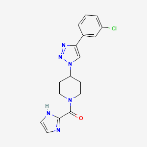 molecular formula C17H17ClN6O B4534603 4-[4-(3-chlorophenyl)-1H-1,2,3-triazol-1-yl]-1-(1H-imidazol-2-ylcarbonyl)piperidine trifluoroacetate 