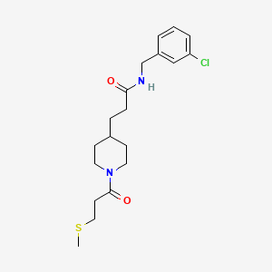 molecular formula C19H27ClN2O2S B4534617 N-(3-chlorobenzyl)-3-{1-[3-(methylthio)propanoyl]-4-piperidinyl}propanamide 