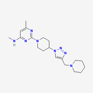 molecular formula C19H30N8 B4534636 N,6-dimethyl-2-{4-[4-(1-piperidinylmethyl)-1H-1,2,3-triazol-1-yl]-1-piperidinyl}-4-pyrimidinamine bis(trifluoroacetate) 