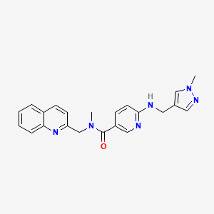 molecular formula C22H22N6O B4534644 N-methyl-6-{[(1-methyl-1H-pyrazol-4-yl)methyl]amino}-N-(2-quinolinylmethyl)nicotinamide 