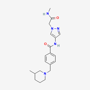 molecular formula C20H27N5O2 B4534685 N-{1-[2-(methylamino)-2-oxoethyl]-1H-pyrazol-4-yl}-4-[(3-methylpiperidin-1-yl)methyl]benzamide 