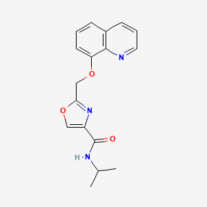 molecular formula C17H17N3O3 B4534693 N-isopropyl-2-[(8-quinolinyloxy)methyl]-1,3-oxazole-4-carboxamide 