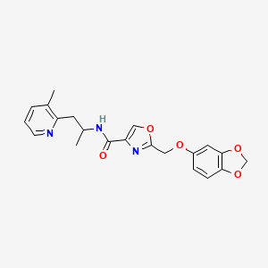 molecular formula C21H21N3O5 B4534710 2-[(1,3-benzodioxol-5-yloxy)methyl]-N-[1-methyl-2-(3-methyl-2-pyridinyl)ethyl]-1,3-oxazole-4-carboxamide 