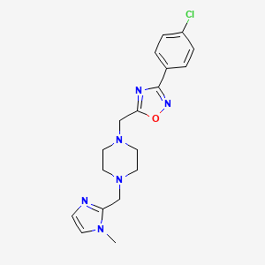 molecular formula C18H21ClN6O B4534714 1-{[3-(4-chlorophenyl)-1,2,4-oxadiazol-5-yl]methyl}-4-[(1-methyl-1H-imidazol-2-yl)methyl]piperazine 