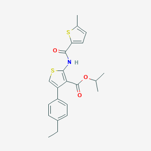 molecular formula C22H23NO3S2 B453472 Isopropyl 4-(4-ethylphenyl)-2-{[(5-methyl-2-thienyl)carbonyl]amino}-3-thiophenecarboxylate 