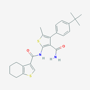 molecular formula C25H28N2O2S2 B453473 N-[4-(4-tert-butylphenyl)-3-carbamoyl-5-methylthiophen-2-yl]-4,5,6,7-tetrahydro-1-benzothiophene-3-carboxamide 