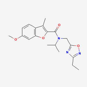 molecular formula C19H23N3O4 B4534738 N-[(3-ethyl-1,2,4-oxadiazol-5-yl)methyl]-N-isopropyl-6-methoxy-3-methyl-1-benzofuran-2-carboxamide 
