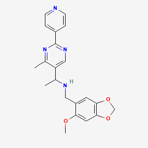N-[(6-methoxy-1,3-benzodioxol-5-yl)methyl]-1-[4-methyl-2-(4-pyridinyl)-5-pyrimidinyl]ethanamine