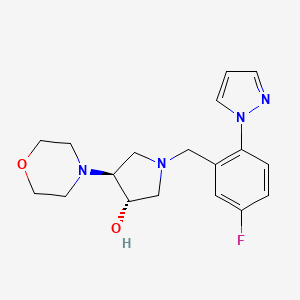 molecular formula C18H23FN4O2 B4534762 (3S*,4S*)-1-[5-fluoro-2-(1H-pyrazol-1-yl)benzyl]-4-(4-morpholinyl)-3-pyrrolidinol 