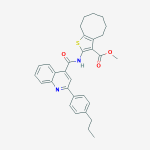 molecular formula C31H32N2O3S B453477 Methyl 2-({[2-(4-propylphenyl)-4-quinolinyl]carbonyl}amino)-4,5,6,7,8,9-hexahydrocycloocta[b]thiophene-3-carboxylate 