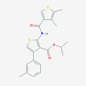 molecular formula C22H23NO3S2 B453478 Isopropyl 2-{[(4,5-dimethyl-3-thienyl)carbonyl]amino}-4-(3-methylphenyl)-3-thiophenecarboxylate 