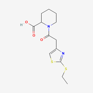 molecular formula C13H18N2O3S2 B4534795 1-{[2-(ethylthio)-1,3-thiazol-4-yl]acetyl}piperidine-2-carboxylic acid 