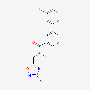 molecular formula C19H18FN3O2 B4534801 N-ethyl-3'-fluoro-N-[(3-methyl-1,2,4-oxadiazol-5-yl)methyl]biphenyl-3-carboxamide 