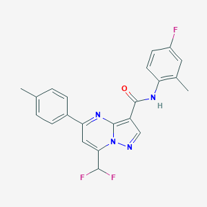 molecular formula C22H17F3N4O B453482 7-(difluoromethyl)-N-(4-fluoro-2-methylphenyl)-5-(4-methylphenyl)pyrazolo[1,5-a]pyrimidine-3-carboxamide 
