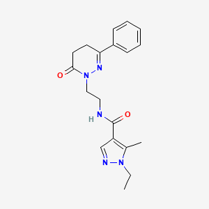 molecular formula C19H23N5O2 B4534834 1-ethyl-5-methyl-N-[2-(6-oxo-3-phenyl-5,6-dihydropyridazin-1(4H)-yl)ethyl]-1H-pyrazole-4-carboxamide 
